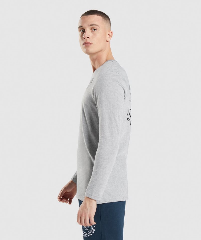 Men's Gymshark Legacy Long Sleeve T-Shirts Light Grey | NZ 6LGNRA